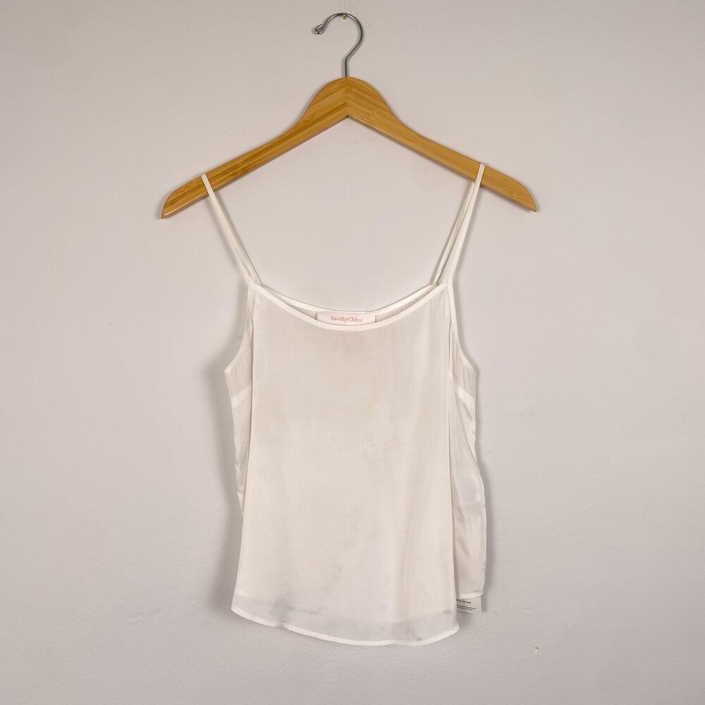 See By Chloe Satin Tank Top in Winter White Small